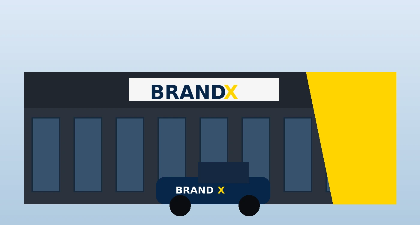 Brand X exterior building signage mockup