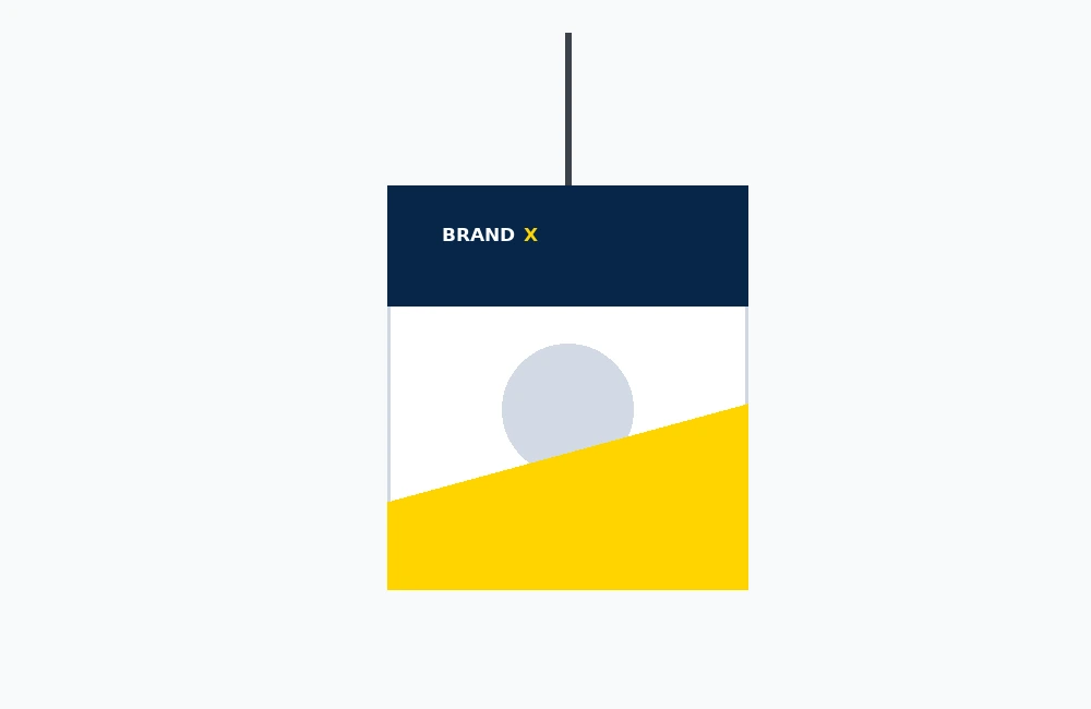 Brand X employee badge and onboarding mockup